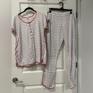 Cozy Pink and White Striped Pajama Set